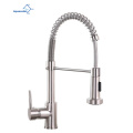 Aquacubic Health CUPC Deck Mounted Single Lever Pull Down Sprayer Spring Kitchen Sink Faucet